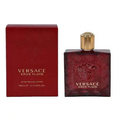 Versace EROS FLAME After Shave 100 Ml / 3.4 Oz GLASS BOTTLE New In Box