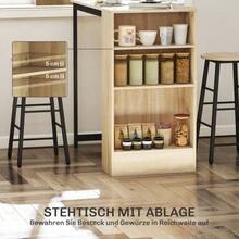 Bar Table With Bar Stool Set, 3-Piece Bar Table Set With Kitchen Table, Storage, 2 Stools, Footrests, Modern Style, Space-Saving Dining Set For Dining Room, Kitchen, Steel, Oak - Black - View 5