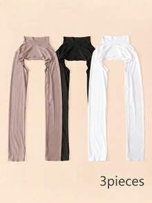 1pc Solid Color Shoulder Arm Sleeve, Conservative High Neck Sleeveless Long Sleeve Cover, Casual Outdoor Daily Wear For All Seasons - Light Grey - View 29