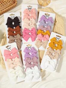 6pcs Macaron Multicolor Waffle Fabric Bow Hair Clips Set, Princess Daily Outfit Styling Hair Accessories - Mixed color - View 8