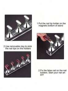 2 Sets/1 Set Magnetic Press-Type Acrylic Nail Display Stand For Painting Art Fake Nails, Manicure Tools Home DIY Salon Supplies, Nail Display Rack, Nail Holder Set (Base Only), Nail Holder With Clips, Nail Practice Hand Tray, Pre-Colored Nail Holder, Nail Display Rack, Home Manicure Salon Beginner Set (Silver) Magnetic Nail Polish Rack, Manicure Salon Equipment & Decor, For Nail Display And Practice, Travel Essential, Mother's Day Gift - Silver - View 6
