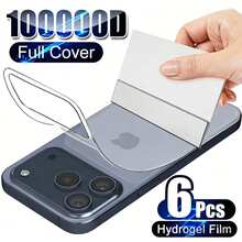 6pcs Back Hydrogel Film Screen Protector Compatible With IPhone 18 Pro Max 18 Pro 17 16 15 14 13 12 11 16e Plus X XS XS Max XR Mini Soft Screen Protector, Anti-Scratch, Anti-Fingerprint, Full Coverage, Bubble-Free - 6 Pieces - View 29