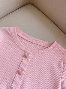 Little Girl Pink Tulle Dress With Ruffle Layered Skirt Design, Cute Pattern Decoration, Long Sleeve Knitted Princess Dress, Children's Daily And Party Wear - Pink - View 5