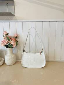 Bolso de hombro y axila con cadena y estampado de cocodrilo de moda - Blanco - Ver 4