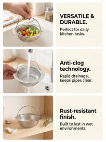 1pc Kitchen Sink Strainer, Iron Sink Drain Filter, Kitchen Accessory, Food Debris Collector, Suitable For Most Sink Drains, Kitchen Sink Basket Strainer, Iron Sink Filter, Valentine's Day, Wedding, Birthday, Kitchen, Kitchen Accessory - Multicolor - View 5