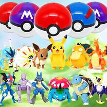 pokemon 趣味互動寶可夢主題收藏娃娃，可變形寶可球動作公仔，可動關節，熱門角色模型，適合桌面擺飾、玩偶，兒童與年輕收藏愛好者的生日派對驚喜禮物 - 彩色 - 查看 5