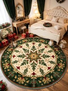 1pc Vintage Snowflake Christmas Rug, Autumn/Winter Carpet, Decorative Rug, Bedroom Decor, Home Decor, Living Room Carpet, Outdoor Rug, Washable Carpet, Christmas Gift - Multicolor - View 2