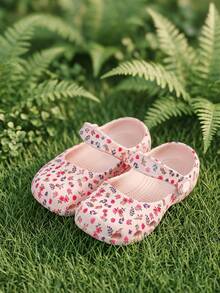 HAHABOBO Girls Pink Floral EVA Mary Jane Clogs, Lightweight Breathable Slip-On Summer Sandals, Casual Fresh - Pink - View 5