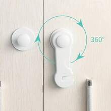 10-Pack Heavy Duty White Plastic Safety Lock Set - Easy To Install With No-Tool Adhesive Mounting, Strong Grip, Suitable For Refrigerators, Cabinets, Pantry Doors And Kitchen Appliances | Safety Door And Cabinet Locks For Home And Kitchen Safety - Pet And Child Safety - Lock Set - View 5
