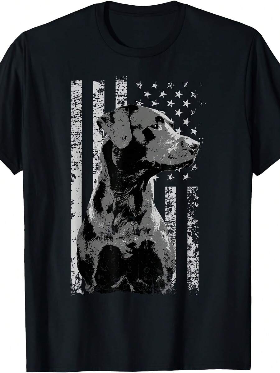 Patriotic USA Flag Black Labrador Gift Tshirt, Unisex Tee - 款式 - 查看 1