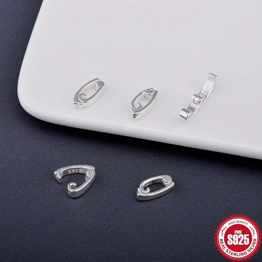 3pcs S925 Sterling Silver Universal Clasp, Spring Clasp, Detachable Lobster Clasp, DIY Pendant Making Clasp - Multicolor - View 1