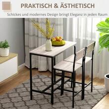 Bar Table With 2 Chairs, 3-Piece Bar Set, MDF In Natural And Black, 89x45x87cm For Kitchen And Dining Area - Natural - View 2
