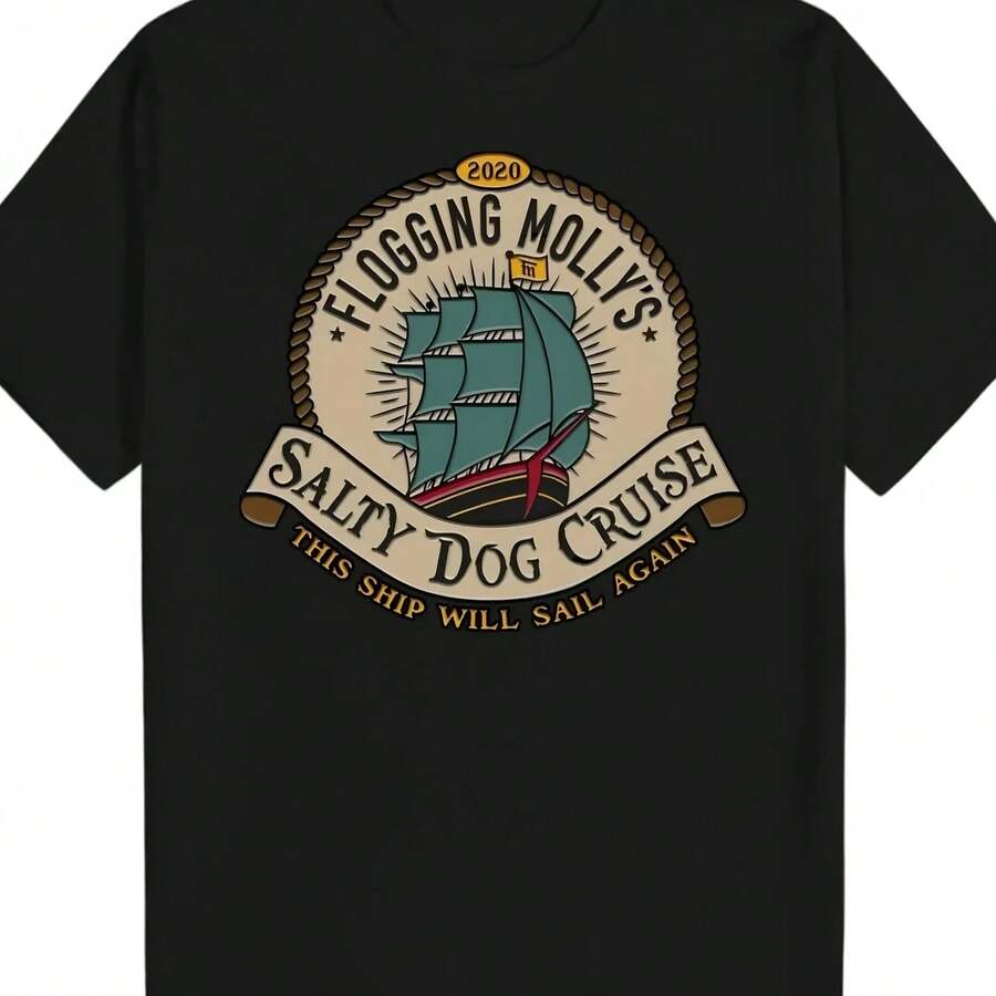 Salt Dog Cruise T-Shirt - Black Cotton, Men's Relaxed Summer Style T-Shirt - Shape - View 1