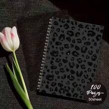 1pc Leopard Print Spiral Notebook, Beautiful Spiral Notebook, Suitable For Women, Suitable For Her, Sweet Diary And Notes, Sweet Notebook, Diary - One Book (50 Pages, 100 Pages) - View 5