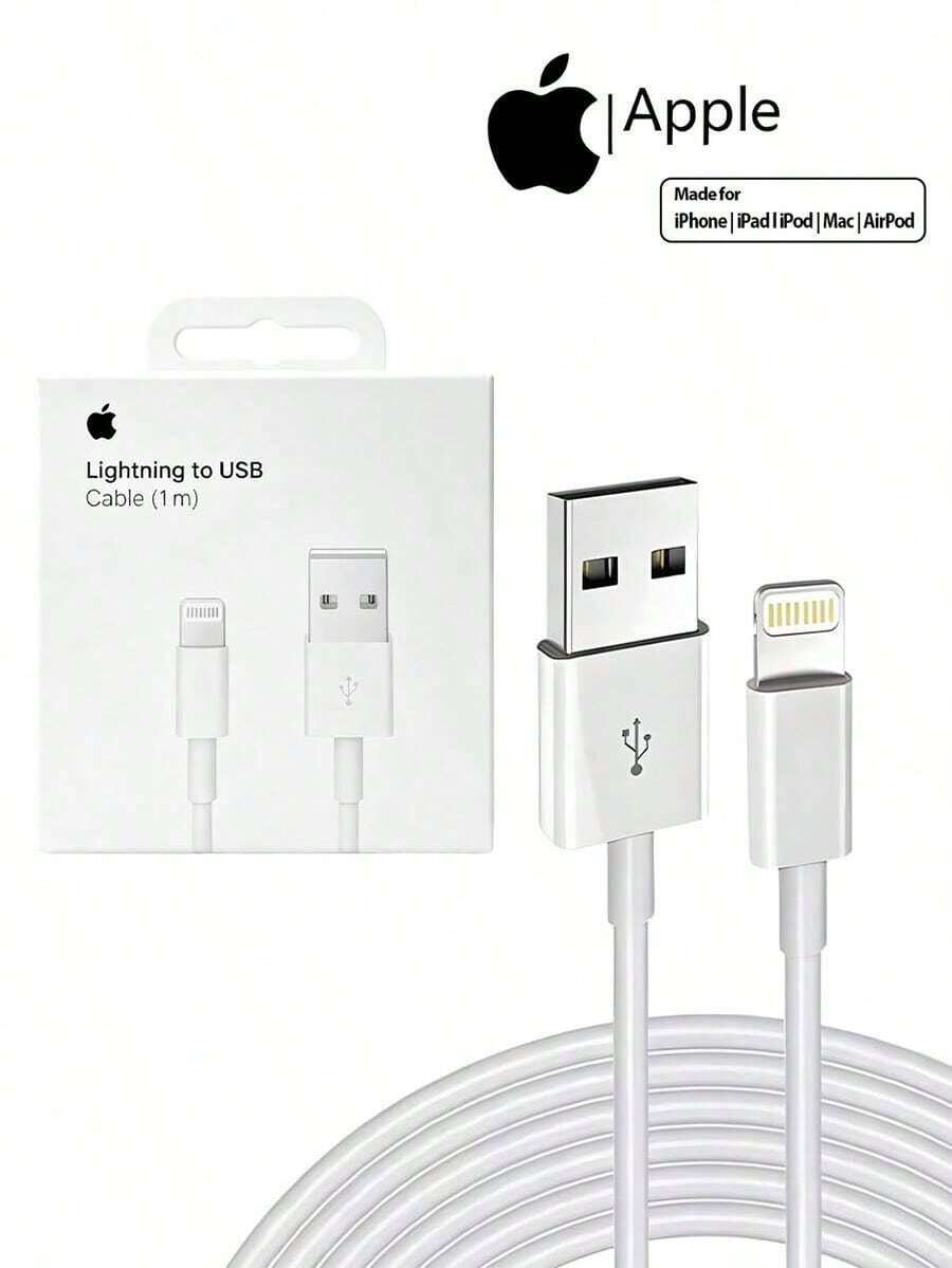 Kabel USB ke Lightning Apple 1m/2m Original, Kabel Pengisian Cepat, Kompatibel dengan iPhone, iPad, AirPods, Mac. - Putih - View 1