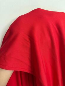 女款優雅黃色V領百褶細肩帶洋裝，垂墜高開衩無袖晚宴派對禮服，適合婚禮秋季 - 酒紅色 - 查看 7