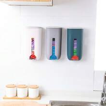 1PC Plastic Bag Storage Box, No-Drill Wall-Mounted, Vertical Trash Bag Dispenser With Lid, Kitchen Wall Shopping Bag Organizer, Visible Window Design, Easy Storage For Plastic Bags And Carry Bags, Simple Installation Without Damaging Walls, Home Storage Essential - Multicolor - View 8