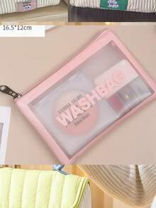 1pc Cute Ins Handbag Type Cosmetic Pouch With Lucky Letter Handle Double Zipper Large Capacity Portable Travel Makeup Storage Bag For Daily Use Vacation Back To School Spring Summer Makeup Storage Bag, Bridesmaid Souvenir, Opening School Season Gift - Multicolor - View 17