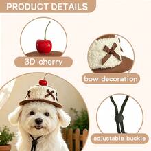 Cute Pet Cherry Cake Shaped Party Hat, Fun Bowknot Decor Puppy Kitten Cosplay Hat, Adorable Photo Prop Accessory, Suitable For Dog Cat Birthday Party Outfit - Multicolor - View 5