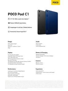 POCO Pad C1 平板電腦 全球版 9.7 吋 2K 120Hz 極清螢幕 Snapdragon® 6s 4G Gen 2 行動平台 8MP 後置相機 5MP 前置相機 7600mAh (Typ) 18W 快充 AI 面部解鎖 沉浸式立體聲揚聲器 Xiaomi HyperOS 3 - 藍色 - 查看 7