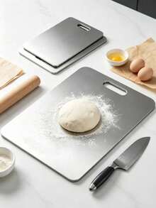 Planche à découper en acier inoxydable de haute qualité à double face - Épaissie, résistante aux moisissures, convient pour une utilisation en cuisine et au restaurant, facile à nettoyer à l'eau - Argent - Voir 5