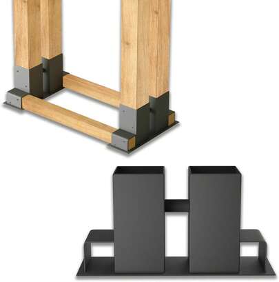 4x Metal Firewood Log Holder, Firewood Storage Rack, Galvanized Iron Firewood Support, Outdoor Firewood Shelf
