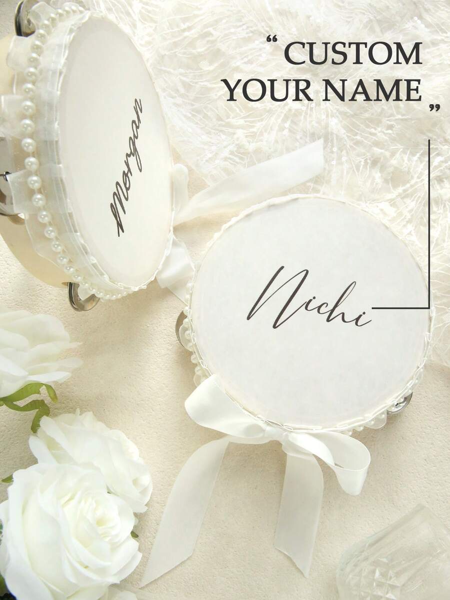 Custom Name 6 Inch Cute Fruit Wedding Tambourine, Personalized Dopamine Strawberry Lemon Avocado Handheld Tambourine With Jute Rope Trim For Summer Wedding, Bridal Shower, Reception, & Dancing (Drumstick Not Included) - Multicolor - View 1