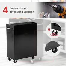 HOMCOM Workshop Trolley 5 Drawers Tool Trolley Empty Lockable Black | 4 Wheels, 2 Locking Brakes, 2 Keys, Ball-Bearing Drawer Slides - 黑色 - 查看 5