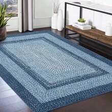 Techigher Modern Geometric Hallway Runner Rug, Washable Non Slip Kitchen Runner Mat, Soft Low Pile Runner Carpet For Entryway, Bedroom, Living Room - Gray-blue - View 3