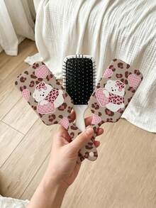 1pc Leopard Print ABS Plastic (ABS Resin) Air Cushion Comb, Universal Cute Bear Leopard Print Heart Pattern Air Cushion Comb, Gentle Detangling Massage Comb, Exquisite Holiday Birthday Gift For Women And Girls - Multicolor - View 5