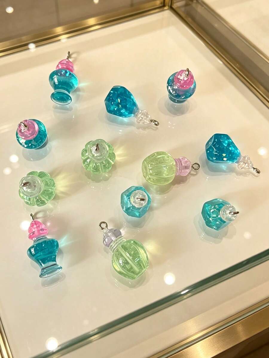 10件復古魔法藥水瓶造型吊墜,適用於DIY珠寶製作,適合DIY項鍊、耳環、鑰匙圈、包包吊飾、髮飾、娃娃屋裝飾 - 彩色 - 查看 1