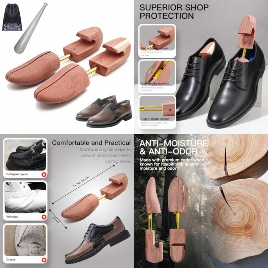 Eachway Cedar Shoe Trees For Men And Women, Wooden Shoe Stretcher, Sneaker And Dress Shoe Widener, Shape Keeper - S Us Size 79.5 - View 1