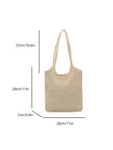 Shiny Sequin Embellished Transparent Mesh Wrap Large Capacity Open-Top Lightweight Soft Versatile Ins French Chic Shoulder Bag For Work Shopping And Dating - Beige - View 3