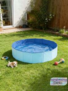 This Blue Foldable Pet Swimming Pool Is A Portable Outdoor Pool Suitable For Dogs To Swim And Cats To Play. It Has A Large Size And Is Equipped With A Drain Hole For Easy Cleaning. Made Of Durable Materials, It Offers Multiple Functions. - Multicolor - View 2