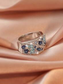 Cubic Zirconia Decor Ring - Silver - View 3