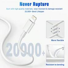 Kabel USB ke Lightning Apple 1m/2m Original, Kabel Pengisian Cepat, Kompatibel dengan iPhone, iPad, AirPods, Mac. - Putih - View 6