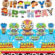 Juego de Vajilla para Fiesta de Cumpleaños To.Y - Decoraciones de Fiesta con Pancarta de Woody & Buzz - Multicolor - Ver 2