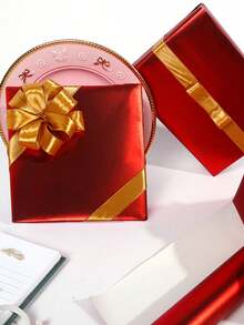 1 Sheet Matte Red Metallic Tear-Resistant Gift Wrapping Paper, Suitable For Christmas, Birthday, Wedding, Holiday - Matte Red - View 2