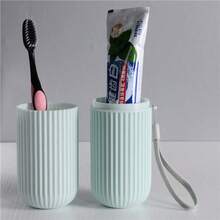 1/2/3/4pcs Vertical Striped Travel Toothbrush Cup Toothpaste Storage Box Portable Toothbrush Holder Minimalist Mouthwash Cup - Multicolor - View 10