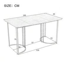 Dining Set (5-Piece), Dining Table With 4 Chairs Set, Modern Kitchen Table Set, 140*80cm Kitchen Table With Black Metal Legs, MDF Tabletop In White, Brown Velvet Dining Chairs - 白色 - 查看 5