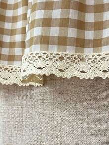 1pc Vinatge Plaid Valance Tie Up Curtain, Farmhouse Linen Balloon Window Shade, Light Filtering Adjustable Bow Roman Curtain For Bedroom Kitchen Cafe Window Decor - Beige - View 8