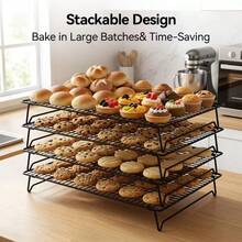1/2/3 Tier Stainless Steel Cooling Rack Set, Kitchen Baking Tools, Small Kitchen Gadgets, Multi-Functional Storage Rack - Non-Stick, Stackable, Suitable For Oven, Baking And Cooking - Easy To Clean, Durable Kitchen Essentials - View 12