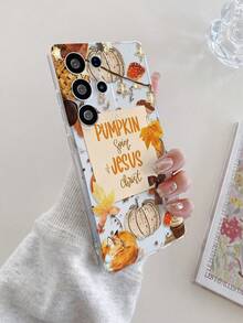 1pc Autumn Fallen Leaves & Pumpkin Pattern, Precision Lens Protection Compatible With Samsung Galaxy S25 Ultra/Galaxy S24 Ultra/S24/S23 Ultra/A56 5G/A55 5G/A52s 5G/A26 5G, Nothing, Pixel, 11/12/13/14/15/16/17 Pro Max/17/17 Pro/XS/XR - Clear - View 5