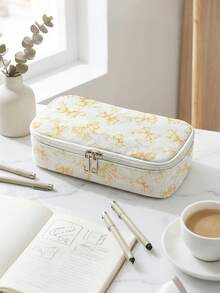 1pc, Bow Pattern Print Large Capacity Teenager Pencil Case, Compartment Pencil Bag, School Large Capacity Storage Bag, Storage Box, Suitable For Girls And Boys Students, Back To School Gift, Holiday Gift - Multicolor - View 8