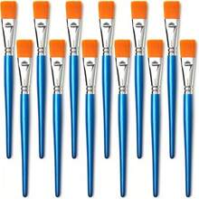Dom Delfim Flat Head Artist Paint Brush Set 12pcs Blue Handle Wide Brush - 12-pack Blue Handle Wide Brushes - View 12
