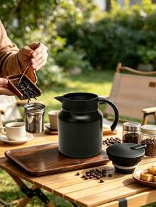 1pc Outdoor Insulated Thermal Pot, Double-Wall Insulation, 1000ml Large Capacity, Suitable For Coffee And Cold Drinks - Multicolor - View 1
