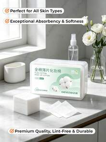 OEIEZ 1200 Pcs Ultra Soft Cotton Pads, Lint‑Free Dual‑Use Facial Cotton Sheets For Makeup Remover & Wet Compress, Water‑Saving Gentle Skin Care Cosmetic Pads For Sensitive Skin - View 4