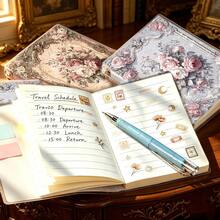1pc/2pcs,220pages,European Antique Frame Vintage Distressed-Style Notebook-Includes Pen,Portable Pocket Notebook, Back To School,Travel Journal, Lined Notebook,Office Use, Stationery, Office Supplies, Creative Gift - A6 - View 6