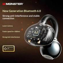 Monster MQT69 Ear-Clip Open-Ear Wireless Bluetooth Earbuds, Ringan dan Nyaman Dipakai, Kontrol Sentuh, Mode Gaming Latensi Rendah, Peredam Kebisingan Panggilan ENC untuk Kebugaran dan Penggunaan Sehari-hari - View 6