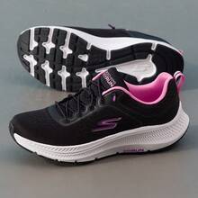 Skechers Women's GO RUN Series Breathable Flyknit Lightweight Non-Slip Cushioned Running Shoes - Black/Pink - View 4